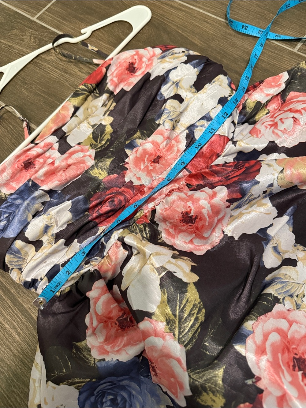 Floral Strappy Fit-and-Flare Maxi Dress - Black Background - Picture 13 of 16